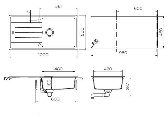 Кухонная мойка Schock Element 60D Large лунный камень - фотография № 4