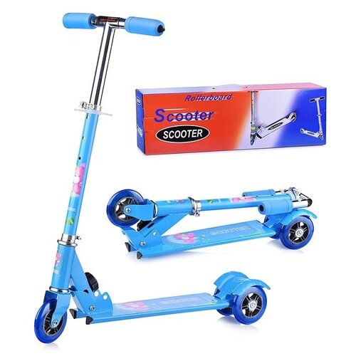 Самокат 3-х колесный Oubaoloon синий, до 80 кг, в коробке (U001488Y)