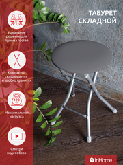 Складной металлический стул-табурет для кухни и ванной InHome, для отдыха на даче и в кемпинге INHS1/3