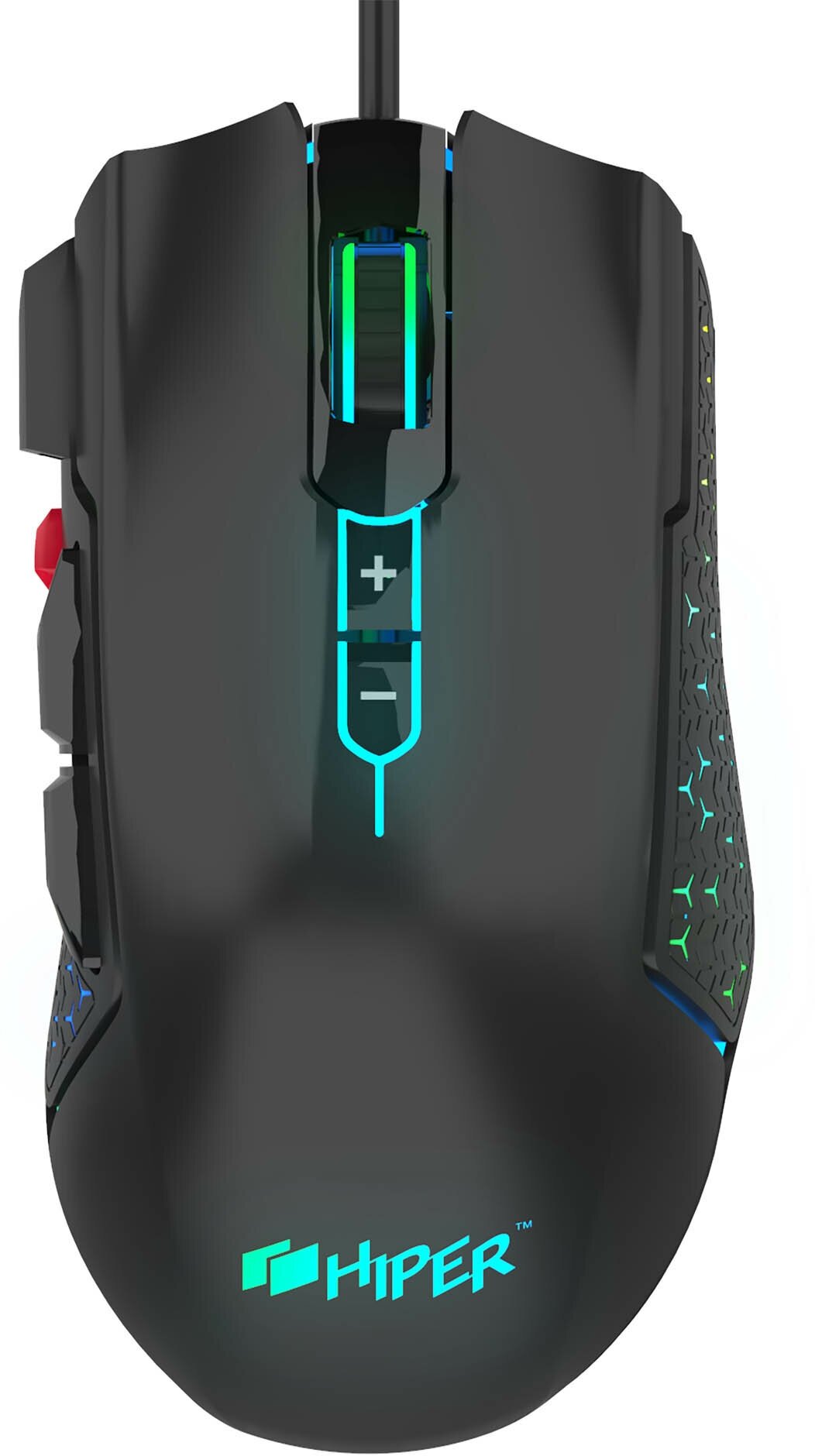 Игровая мышь HIPER DRAKKAR чёрная (USB, 8 кнопок, 10000 dpi, PMW3327, RGB подсветка, регулировка веса)