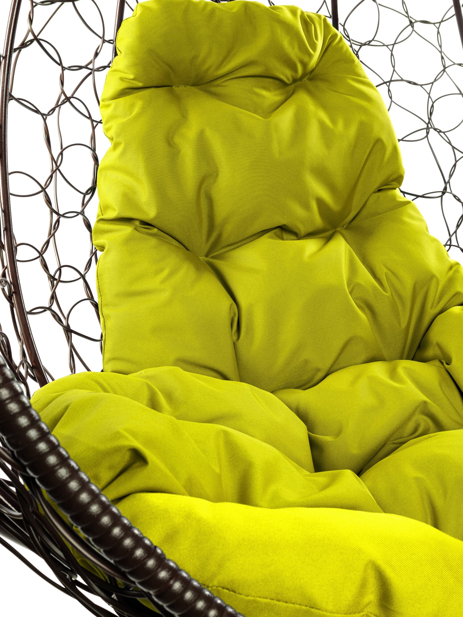 Кресло садовое M-Group круг вращающийся ротанг ротанг коричневый, желтая подушка - фотография № 14