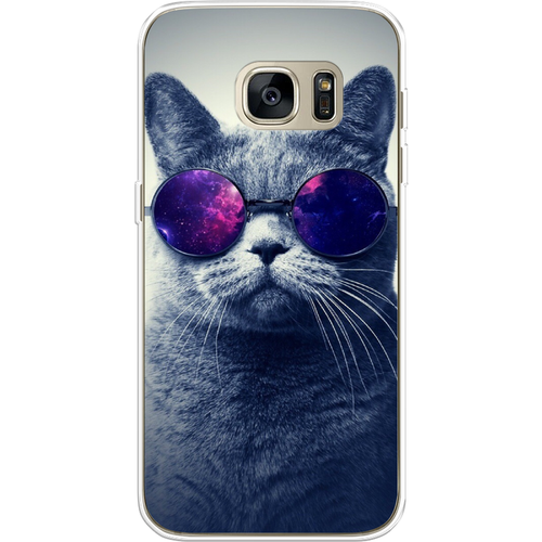 Силиконовый чехол на Samsung Galaxy S7 edge / Самсунг Галакси С 7 Эдж Космический кот пластиковый чехол кот на хэллоуин на samsung galaxy s7 edge самсунг галакси с 7 эдж