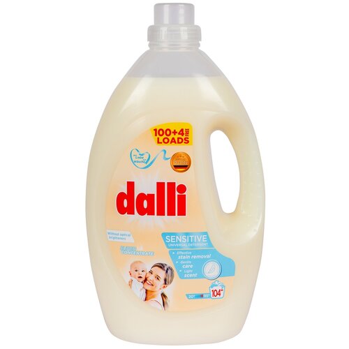 Гель для стирки Dalli Sensitiv Superkonzentrat для детского белого и цветного белья, 104 стирки, 3.65 л, бутылка