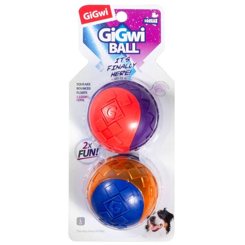 GiGwi Игрушка Два мяча с пищалкой 8х8х8 (2шт) игрушка для собак gigwi ball originals три мяча с пищалкой 4 8 см 1 шт