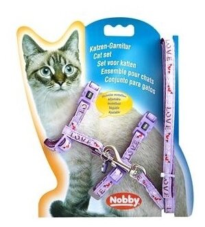 Шлейка Nobby "Love", для кошек, универсальный, цвет: лиловый - фотография № 2