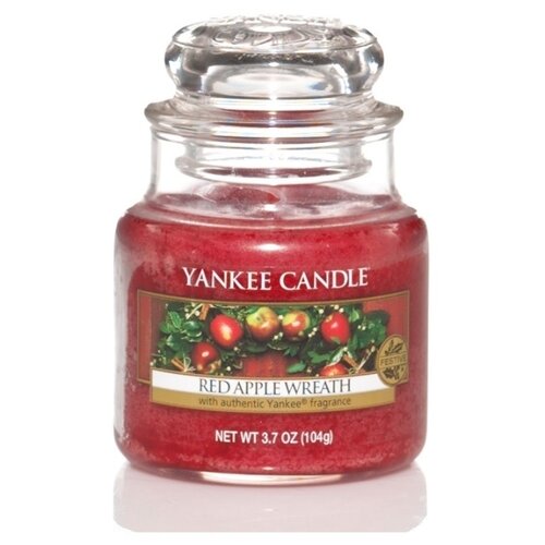 фото Yankee candle / свеча маленькая в стеклянной банке венок из из красных яблок red apple wreath 104гр / 25-45 часов