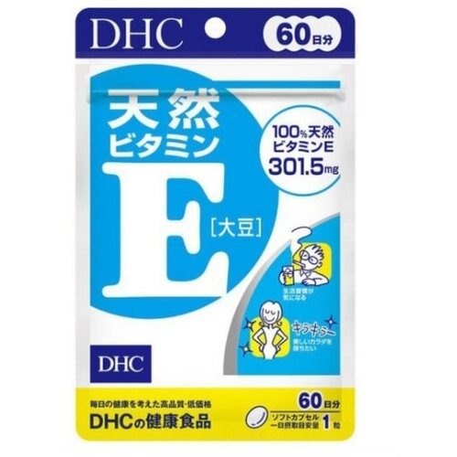 DHC Натуральный Витамин Е для красоты и молодости, курс 60 дней, 60 шт х 510 мг, 30,6 гр.