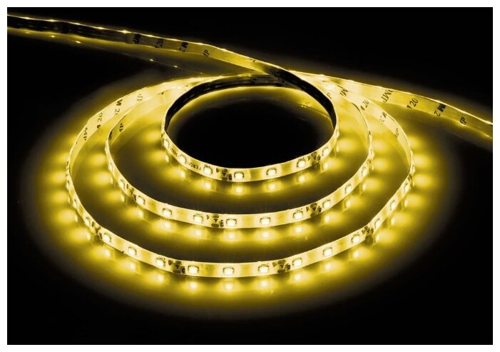 Cветодиодная LED лента 60SMD(3528)/м, 4.8 Вт/м, 5м, Ip65, 12V, желтый Feron LS604 27674