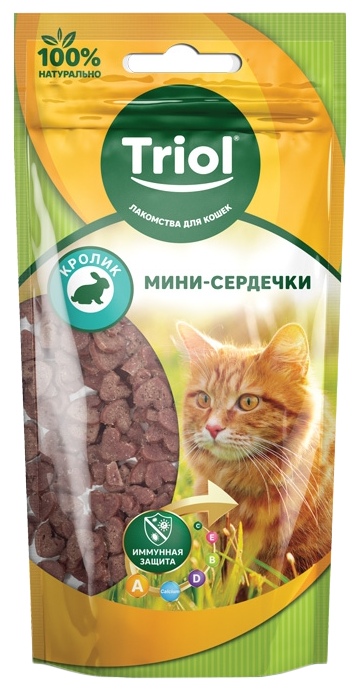 Triol мини-сердечки из кролика для кошек, 40 г