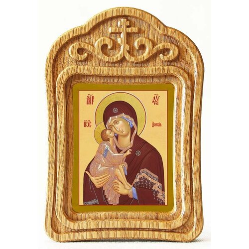 Донская икона Божией Матери, в резной деревянной рамке четырехчастная икона божией матери материнство икона в резной деревянной рамке