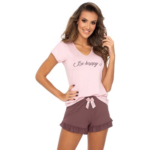 Пижама женская DONNA Be Happy, футболка и шорты, розовый (Размер: XL)