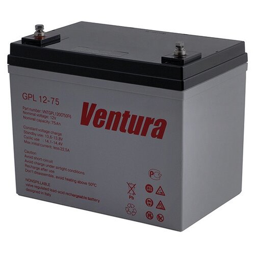 Аккумуляторная батарея Ventura GPL 12-75 12В 75 А·ч аккумуляторная батарея ventura gpl 12 150 12в 155 а·ч