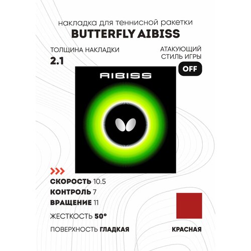 фото Накладка butterfly aibiss (цвет красный, толщина 2.1)