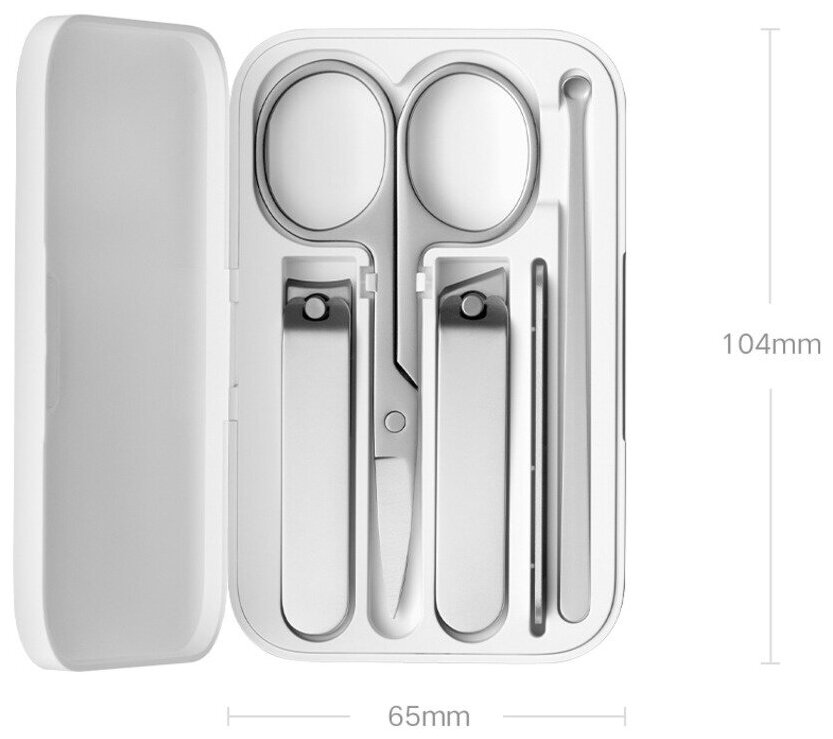 Набор Xiaomi Nail Clipper Five Piece Set, белый/серебристый, 5 предметов