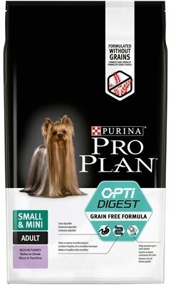Purina Pro Plan Сухой корм для взрослых собак малых пород Grain Freeс чувствительным пищеварением с индейкой беззерновой 12384752 0,7 кг 36030 (2 шт)