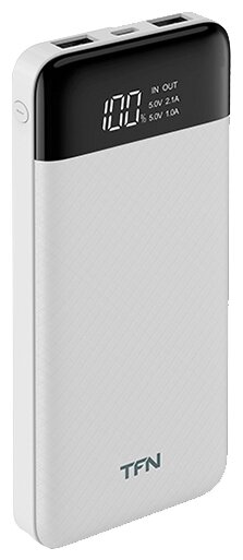 TFN Портативный АКБ Slim Duo LCD, 10000 mAh, White Белый