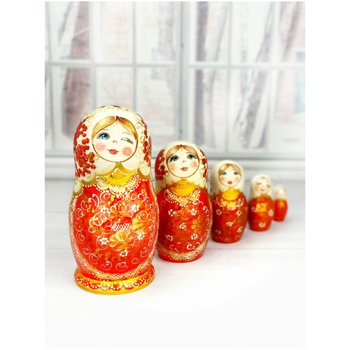 Матрешка деревянная детская ручной работы 5 мест. Развивающие игрушки от 1 года. Русский сувенир в подарок ребенку маме бабушке.