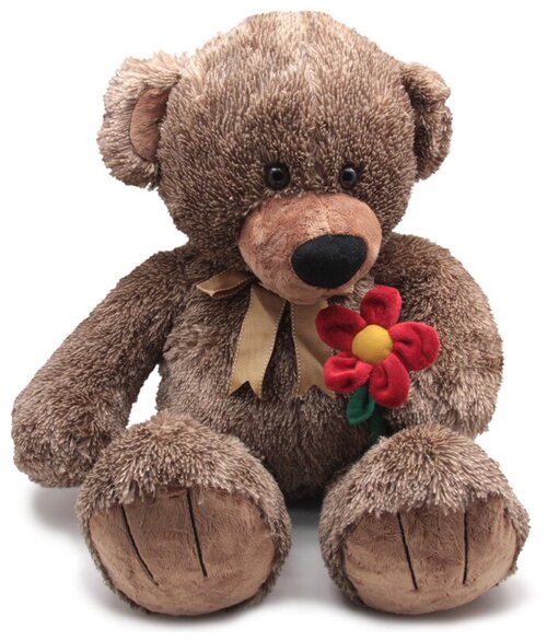 Мягкая игрушка Magic Bear Toys Медведь коричневый с бантом и цветком 50 см.