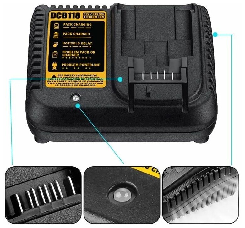 Зарядное устройство DCB118, подходит для аккумуляторов 10V-20V, Высокого качества, Штекер EU/Россия - фотография № 10