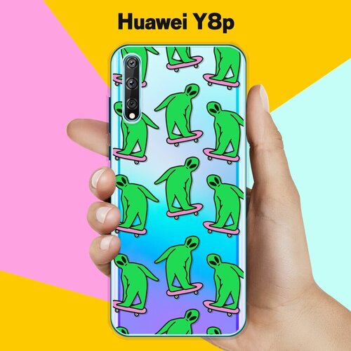 Силиконовый чехол на Huawei Y8p Зеленые человечки / для Хуавей У8п