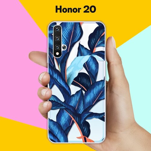 Силиконовый чехол Синие листья на Honor 20 силиконовый чехол на honor 60 хонор 60 синие бабочки прозрачный