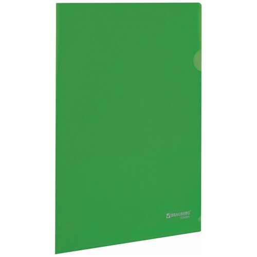 BRAUBERG Папка-уголок жесткая, непрозрачная brauberg, зеленая, 0,15 мм, 224881, 60 шт.