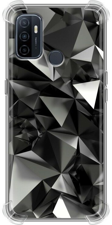 Дизайнерский силиконовый с усиленными углами чехол для Оппо А53 / OPPO A53 Черные кристаллы