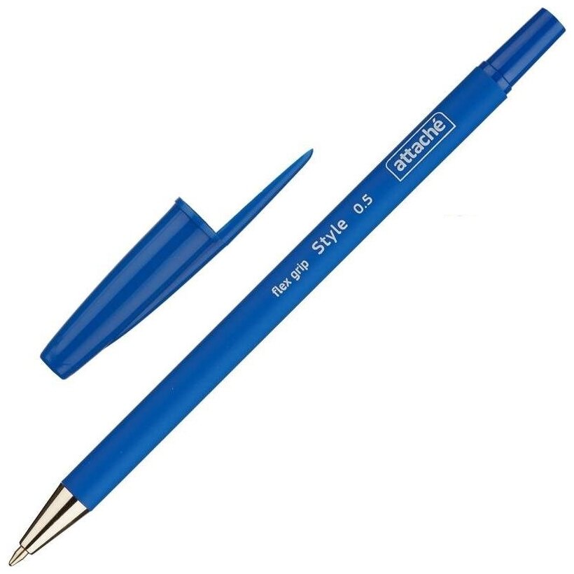 Ручка шариковая Attache Style (0.5мм, синий цвет чернил, прорезиненный корпус) 1шт.