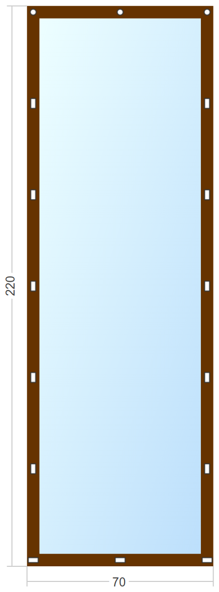 Мягкое окно Софтокна 70х220 см съемное, Скоба-ремешок, Прозрачная пленка 0,7мм, Коричневая окантовка, Комплект для установки - фотография № 3