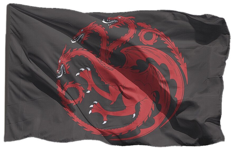 Флаг Таргариенов из Игры престолов Game of Thrones House Targaryen на шёлке, 90х135 см - для ручного древка