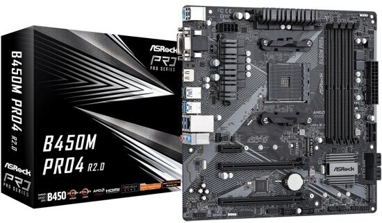 Материнская плата Asrock B450M PRO4 R2.0 (AM4, mATX)