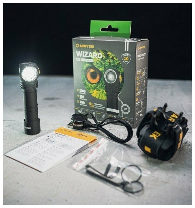 Универсальный фонарь ARMYTEK Wizard C2 Pro Magnet USB, черный / желтый [f08901c] - фото №16