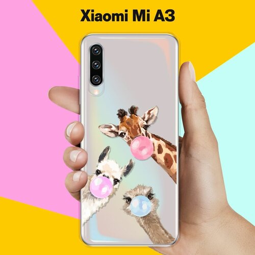 Силиконовый чехол Лама, жираф и страус на Xiaomi Mi A3 силиконовый чехол лама жираф и страус на honor 10i