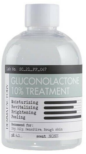 Derma Factory Тонер пилинг c PHA кислотами Gluconolactone 10% Treatment, 250мл