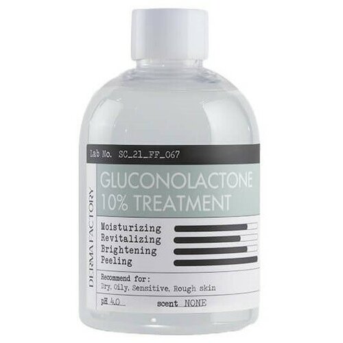 Derma Factory Тонер пилинг c PHA кислотами Gluconolactone 10% Treatment, 250мл derma factory тонер для лица с 10% pha кислотой gluconolactone 10% treatment 150мл