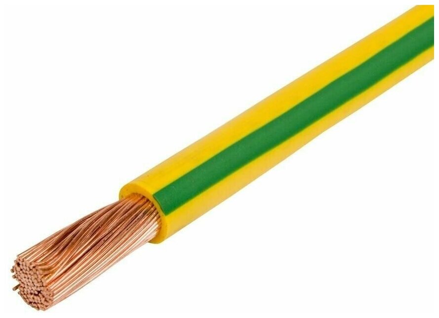 Провод электрический ПуГВ 1х1.5 мм2, Желто-Зеленый 10 м, кабель силовой, медь