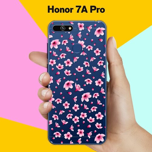 Силиконовый чехол Цветы розовые на Honor 7A Pro силиконовый чехол на honor 100 pro хонор 100 про розовые пионы на черном