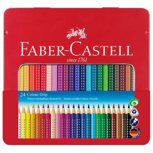 Карандаши цветные Faber-Castell Grip, 24цв, трехгран, 112424