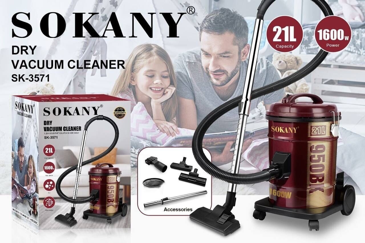 Современный большой электрический пылесос /PERFECTLY CLEAN /Имеет фильтр тонкой очистка /Объем мешка 21л/ Низкий уровень шума/SK-3571