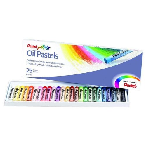 Пастель масляная 25 цветов Pentel Oil Pastels, круглая, картонная упаковка, 12 уп. (PHN4-25)