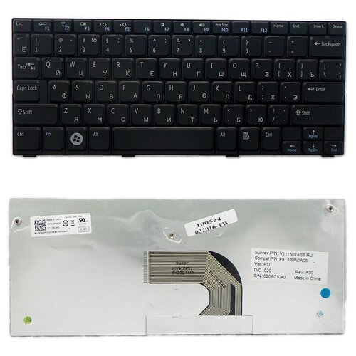 Клавиатура для ноутбука Dell Inspiron Mini 1012 1018 series Плоский Enter Черная без рамки PN MP-09K63SU-698 1230₽