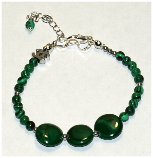 Браслет-цепочка AV Jewelry, малахит, размер 18 см, зеленый, серебряный