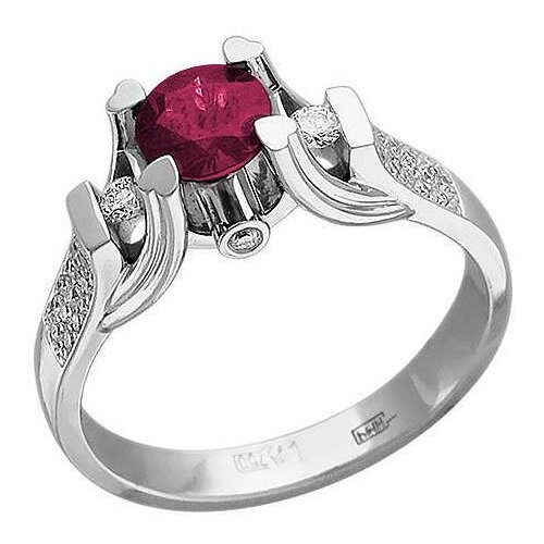 Кольца Эстет Золотое кольцо с бриллиантами, рубином