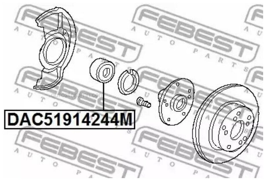 FEBEST DAC51914244M Подшипник ступичный передний 51x91x42x44