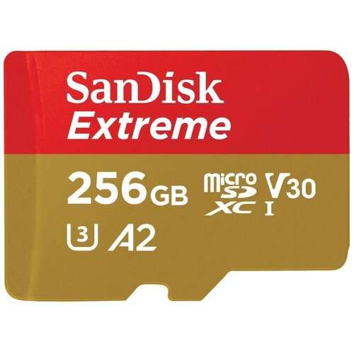 Карта памяти microSDXC 256GB SanDisk Extreme SDSQXAV-256G-GN6MN карта памяти sandisk extreme microsdxc class 10 uhs class 3 v30 a2 170mb s 64 gb чтение 170 mb s запись 80 mb s без адаптера sd