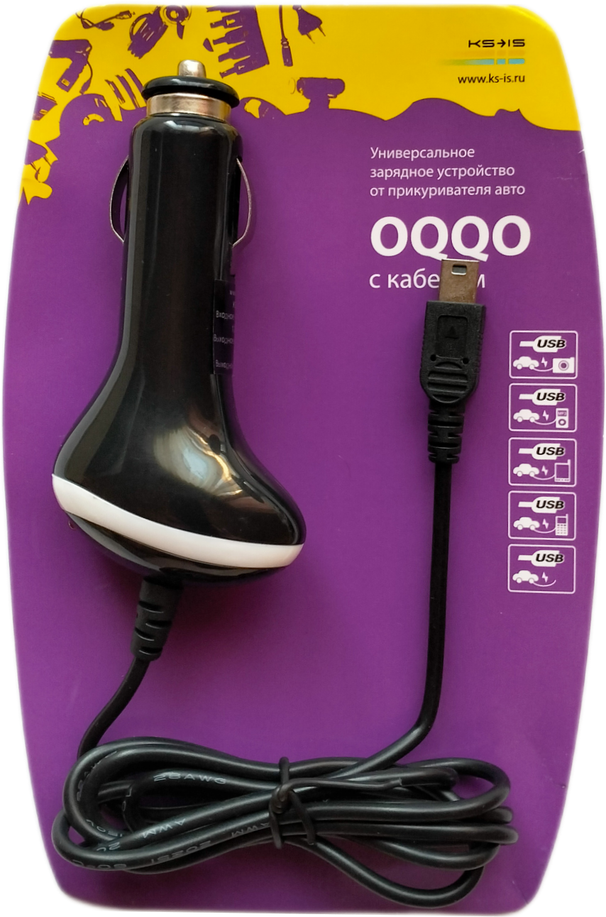 Провод питания для видеорегистратора от прикуривателя автомобиля 12-24В 1А mini USB 12 м. OQQO KS-198MINI