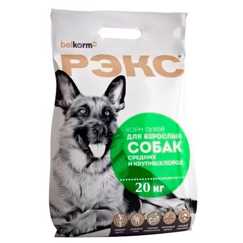Сухой корм для собак РЭКС для взрослых собак средних и крупных пород сухой 1 уп. х 20 кг