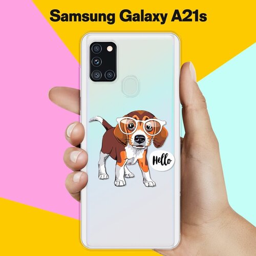 Силиконовый чехол на Samsung Galaxy A21s Hello Бигль / для Самсунг Галакси А21с