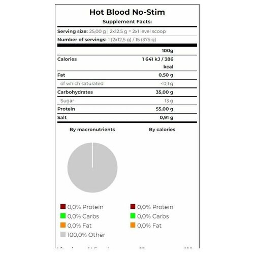 Предтренировочный комплекс Scitec Nutrition Hot Blood No-Stim 375 Арбуз
