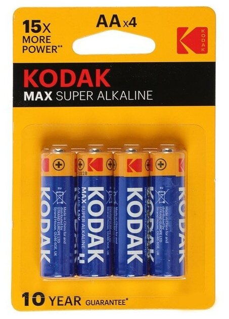 Батарейка алкалиновая Kodak Max AA LR6-4BL 1.5В блистер 4 шт.